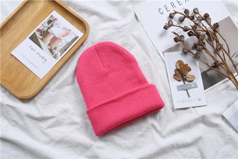 Hot Unisex Hat Beanie Autumn Winter Wool Blends Soft Warm Knitted Cap Men Women Solid Skull Cap Hats Ski Caps 23 Colors Beanies