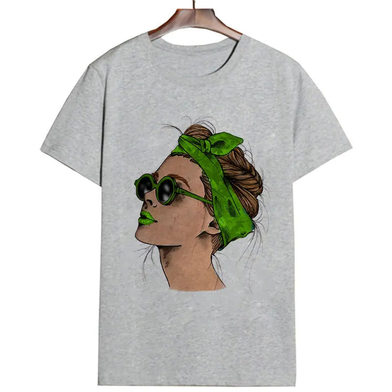 Plus Size Women Summer Fashion Print Lady Casual T-shirt Tops Harajuku Streetwear Short Sleeve O-Neck Tops Tees Camisetas Mujer