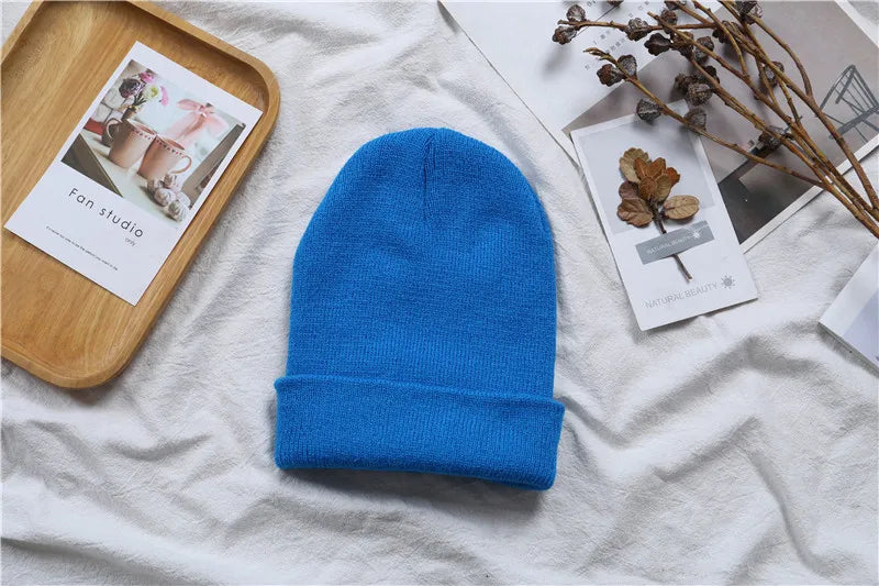 Hot Unisex Hat Beanie Autumn Winter Wool Blends Soft Warm Knitted Cap Men Women Solid Skull Cap Hats Ski Caps 23 Colors Beanies