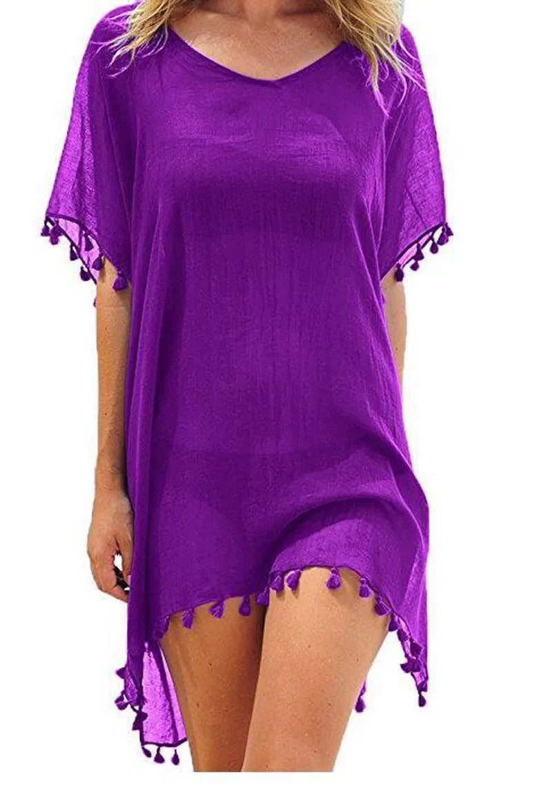 Summer Beach Cover Up For Women Lace Hollow Crochet Swimsuit Beach Dress