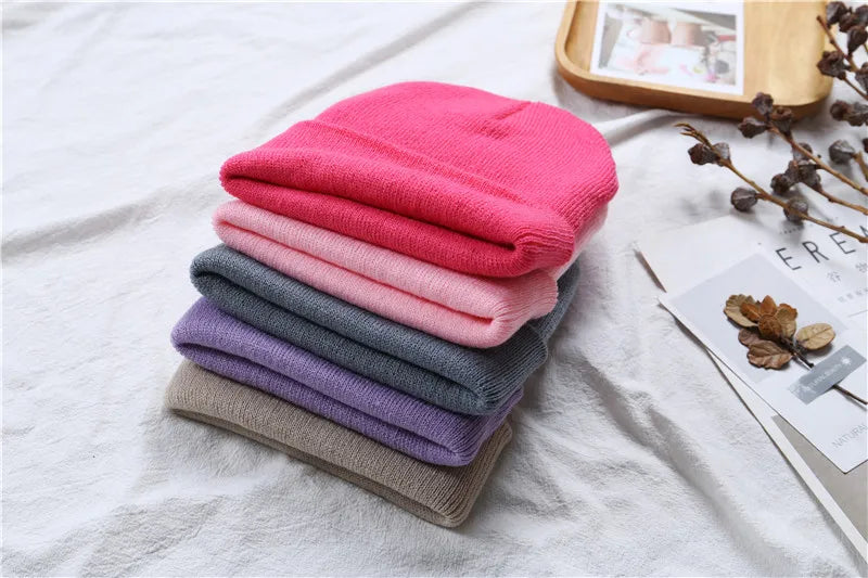 Hot Unisex Hat Beanie Autumn Winter Wool Blends Soft Warm Knitted Cap Men Women Solid Skull Cap Hats Ski Caps 23 Colors Beanies