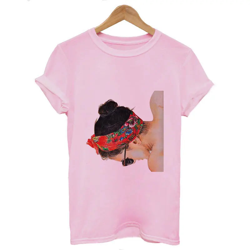 Plus Size Women Summer Fashion Print Lady Casual T-shirt Tops Harajuku Streetwear Short Sleeve O-Neck Tops Tees Camisetas Mujer
