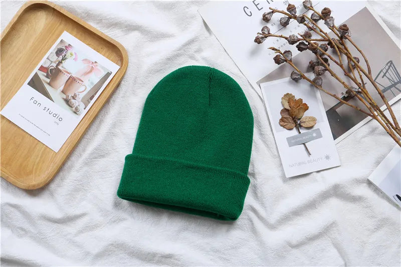 Hot Unisex Hat Beanie Autumn Winter Wool Blends Soft Warm Knitted Cap Men Women Solid Skull Cap Hats Ski Caps 23 Colors Beanies