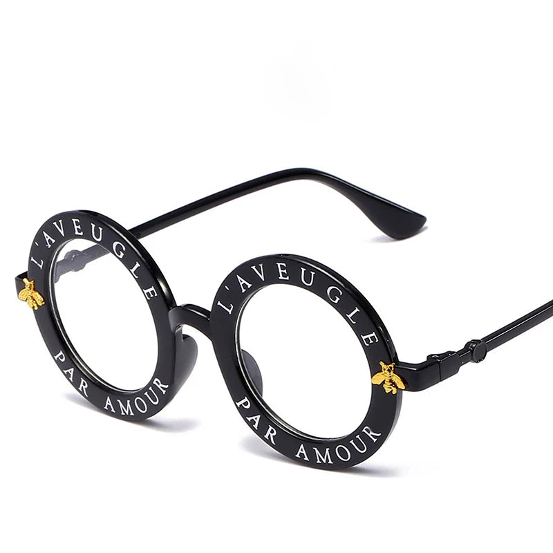 Fashion Unisex Round Retro Sunglasses Women Vintage Glasses Circle Classic Bee Letter Sun Glasses Men Shades Visor Oculos Top