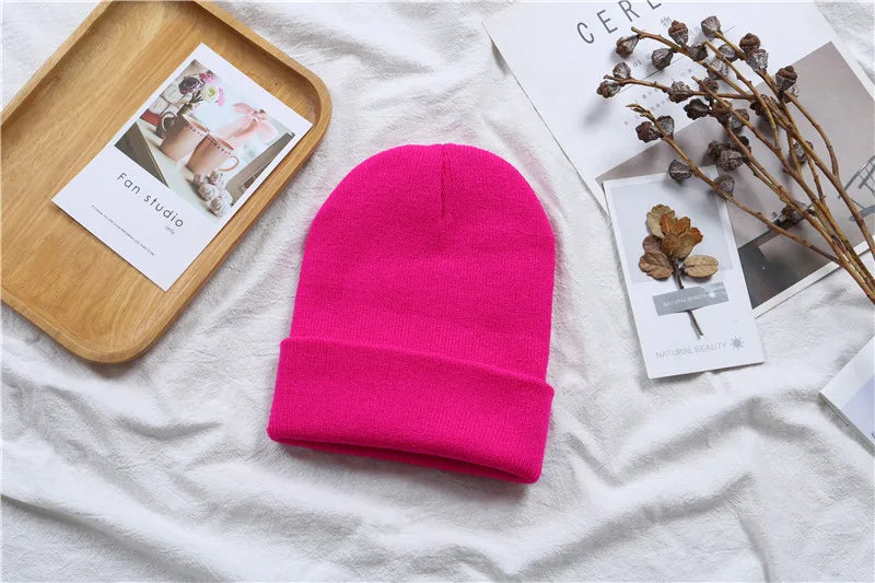 Hot Unisex Hat Beanie Autumn Winter Wool Blends Soft Warm Knitted Cap Men Women Solid Skull Cap Hats Ski Caps 23 Colors Beanies