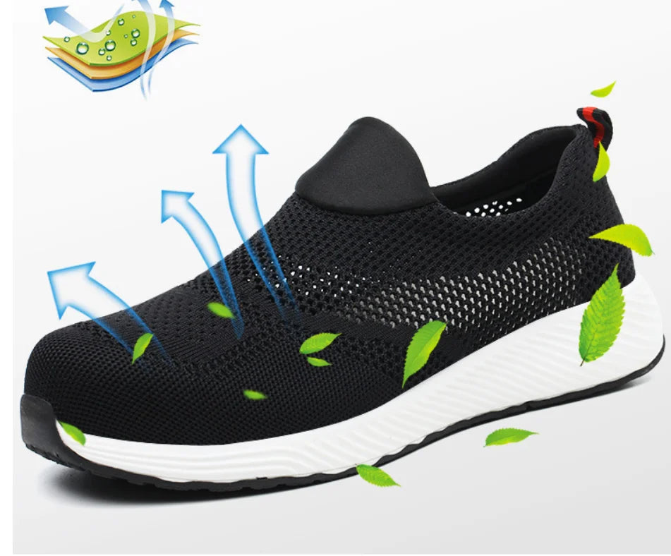 Hot Selling Summer Safety Shoes Men Women Breathable Light Weight Industrial Steel Toe Anti-Impact Slip Resistant