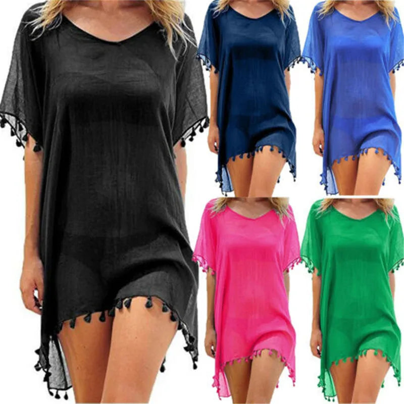 Summer Beach Cover Up For Women Lace Hollow Crochet Swimsuit Beach Dress