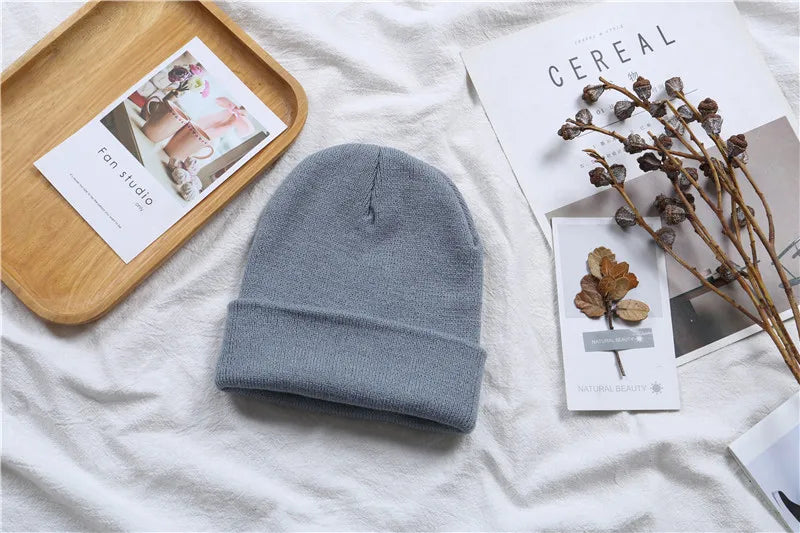 Hot Unisex Hat Beanie Autumn Winter Wool Blends Soft Warm Knitted Cap Men Women Solid Skull Cap Hats Ski Caps 23 Colors Beanies
