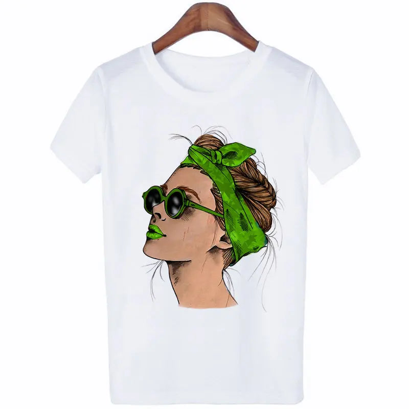 Plus Size Women Summer Fashion Print Lady Casual T-shirt Tops Harajuku Streetwear Short Sleeve O-Neck Tops Tees Camisetas Mujer