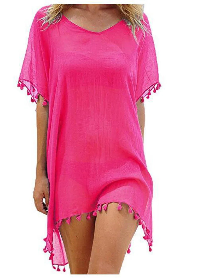 Summer Beach Cover Up For Women Lace Hollow Crochet Swimsuit Beach Dress