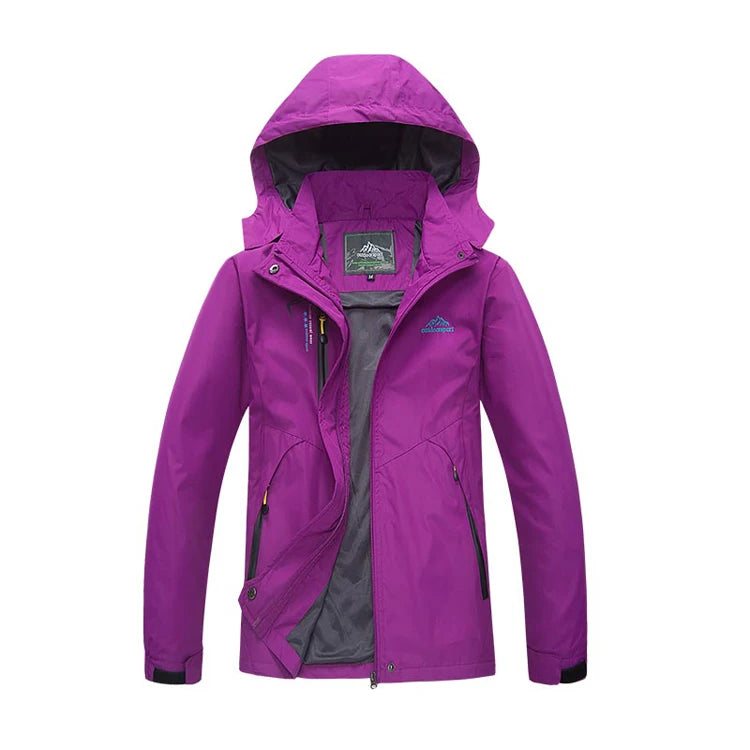 TRVLWEGO Women's Autumn Waterproof Rain Jacket Camping Lightweight Raincoat Hooded Hiking Jacket Softshell Windbreaker Coats