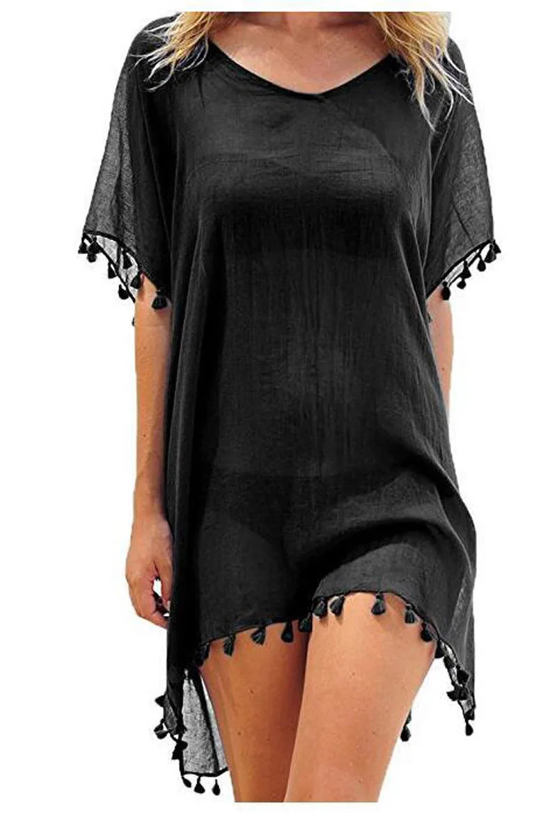 Summer Beach Cover Up For Women Lace Hollow Crochet Swimsuit Beach Dress