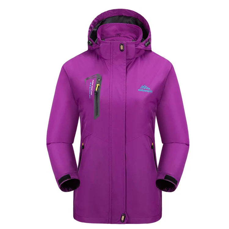 TRVLWEGO Women's Autumn Waterproof Rain Jacket Camping Lightweight Raincoat Hooded Hiking Jacket Softshell Windbreaker Coats