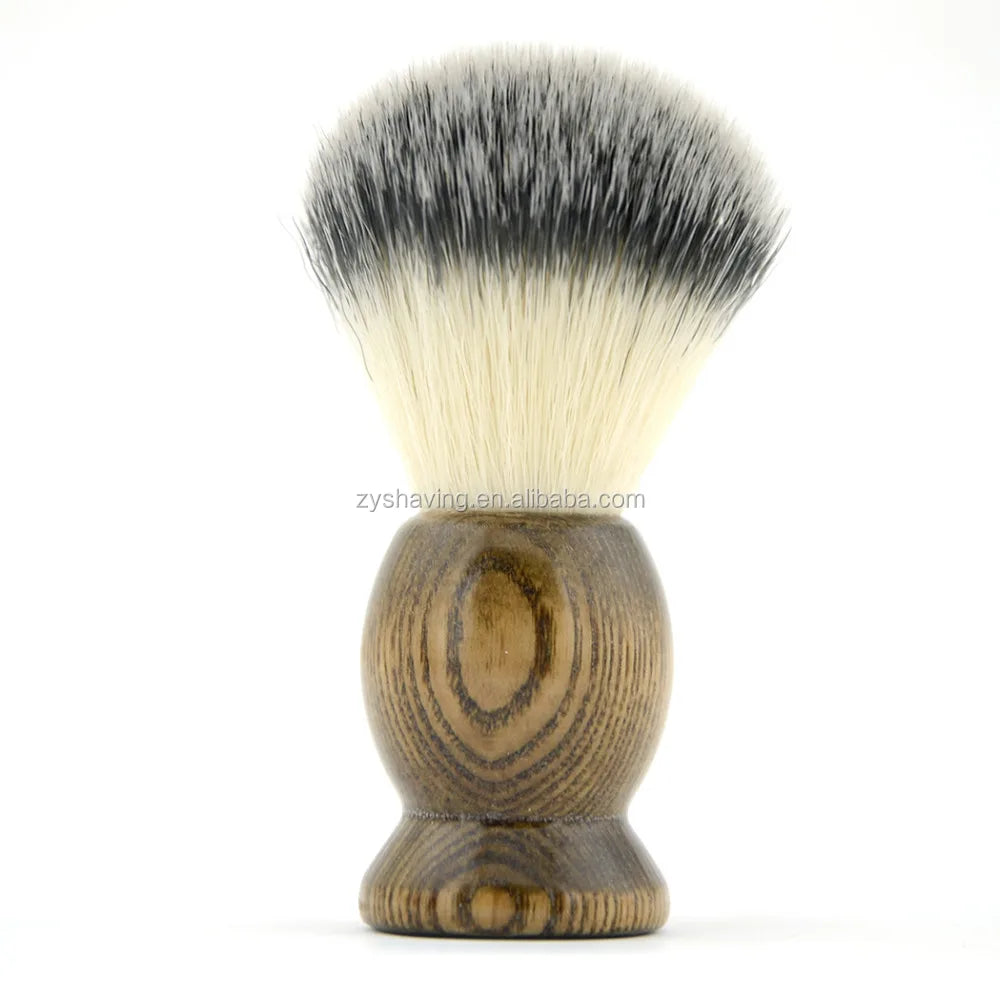 ZY Shaving Shave Shaver Nylon Synthetic Hair Knots Natural Ash Wood Handle Salon Barber Men Shaving Brush Beard Cleaning Salon