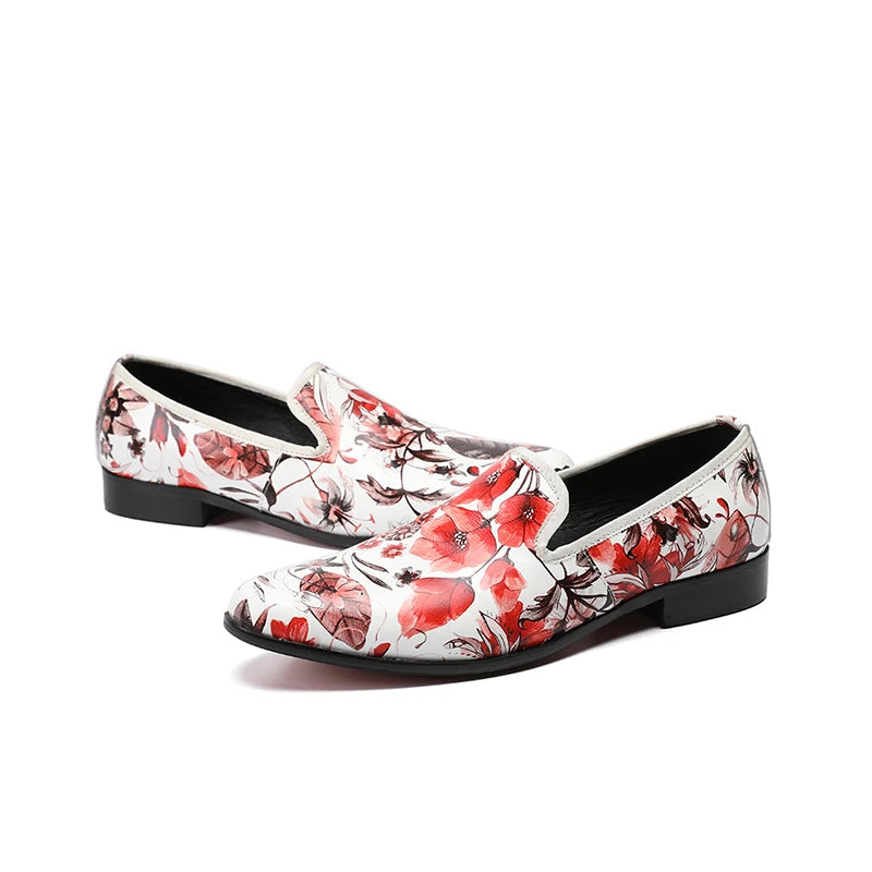 NA057 Mens Dress Shoes Lofar Boots Red Print Wedding Bestman Shoe Fashion Casual Male Foot Wear New Arrival Shoes