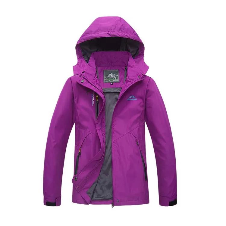 TRVLWEGO Women's Autumn Waterproof Rain Jacket Camping Lightweight Raincoat Hooded Hiking Jacket Softshell Windbreaker Coats