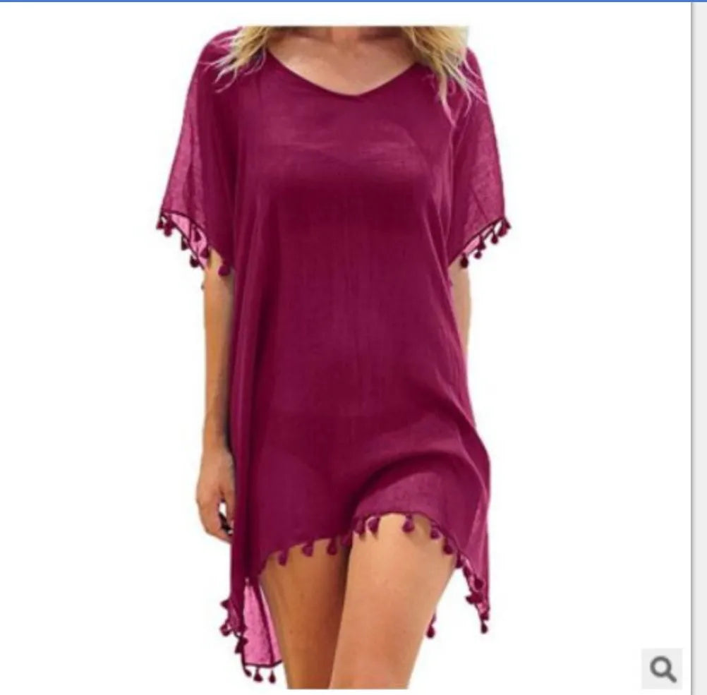 Summer Beach Cover Up For Women Lace Hollow Crochet Swimsuit Beach Dress