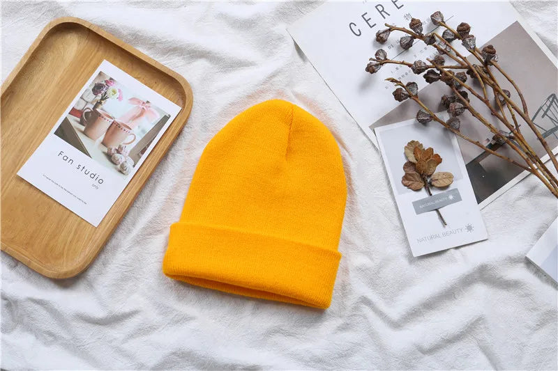 Hot Unisex Hat Beanie Autumn Winter Wool Blends Soft Warm Knitted Cap Men Women Solid Skull Cap Hats Ski Caps 23 Colors Beanies