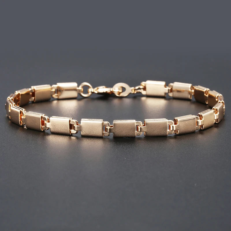 585 Rose Gold Color Bracelets For Women Light Marina Stick Chain Bracelet Woman Jewelry Fashion Valentine's Day Gifts 5mm  CB10