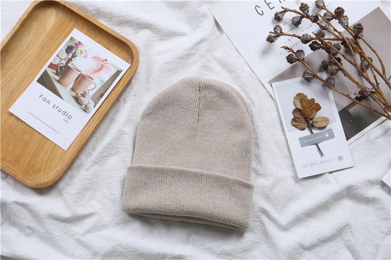 Hot Unisex Hat Beanie Autumn Winter Wool Blends Soft Warm Knitted Cap Men Women Solid Skull Cap Hats Ski Caps 23 Colors Beanies