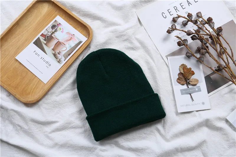 Hot Unisex Hat Beanie Autumn Winter Wool Blends Soft Warm Knitted Cap Men Women Solid Skull Cap Hats Ski Caps 23 Colors Beanies