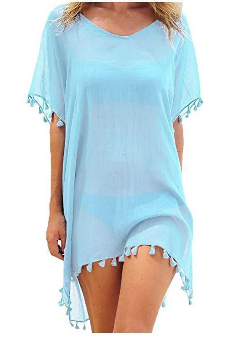 Summer Beach Cover Up For Women Lace Hollow Crochet Swimsuit Beach Dress