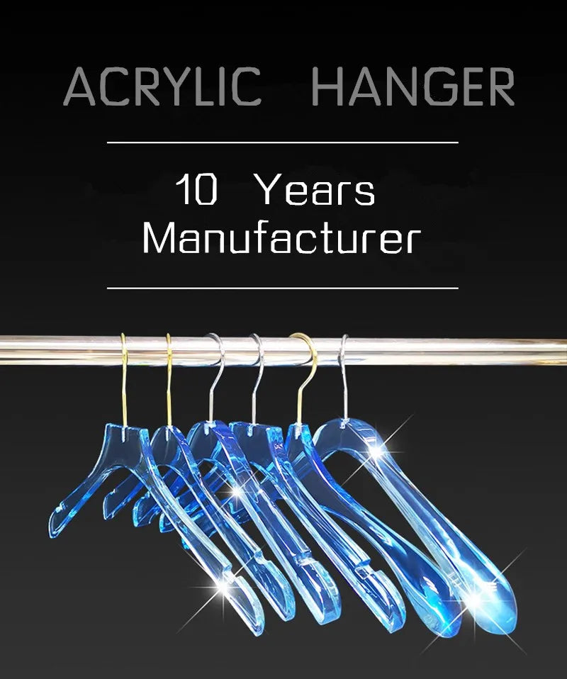 Transparent Wholesale Coat Skirt Matte Hanger Acrylic Clothes Hanger with Gold Hooks