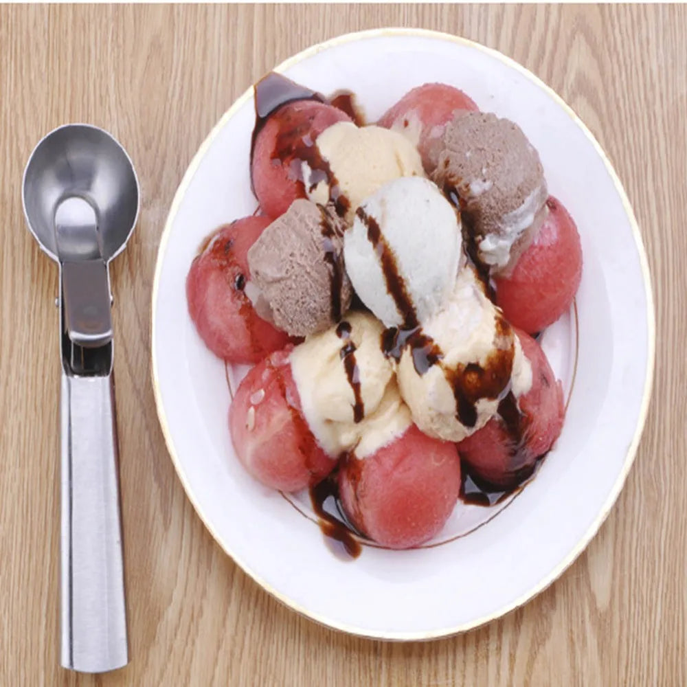 Ice Cream Scoops Stacks Stainless Steel Fruit Digger Non-Stick Spoon Tool Ice Cream Ball Maker Kitchen Tools for Watermelon Cake