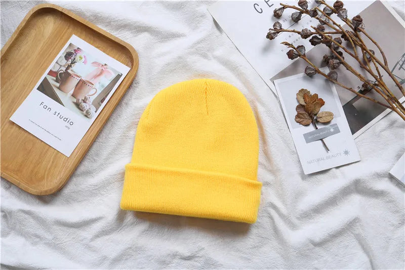 Hot Unisex Hat Beanie Autumn Winter Wool Blends Soft Warm Knitted Cap Men Women Solid Skull Cap Hats Ski Caps 23 Colors Beanies