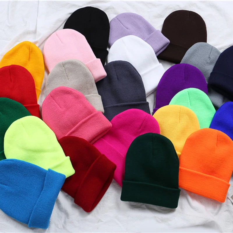 Hot Unisex Hat Beanie Autumn Winter Wool Blends Soft Warm Knitted Cap Men Women Solid Skull Cap Hats Ski Caps 23 Colors Beanies