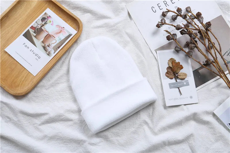 Hot Unisex Hat Beanie Autumn Winter Wool Blends Soft Warm Knitted Cap Men Women Solid Skull Cap Hats Ski Caps 23 Colors Beanies