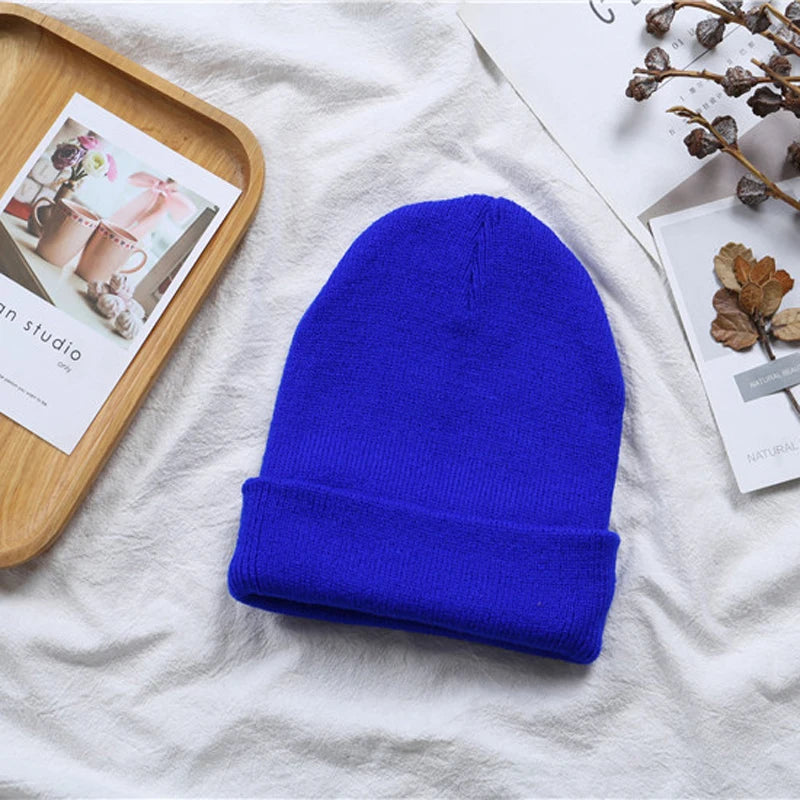 Hot Unisex Hat Beanie Autumn Winter Wool Blends Soft Warm Knitted Cap Men Women Solid Skull Cap Hats Ski Caps 23 Colors Beanies