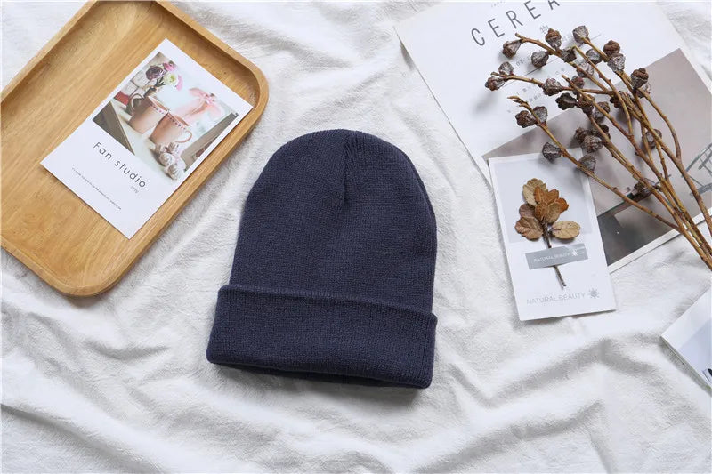Hot Unisex Hat Beanie Autumn Winter Wool Blends Soft Warm Knitted Cap Men Women Solid Skull Cap Hats Ski Caps 23 Colors Beanies