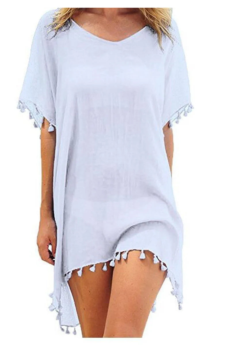 Summer Beach Cover Up For Women Lace Hollow Crochet Swimsuit Beach Dress