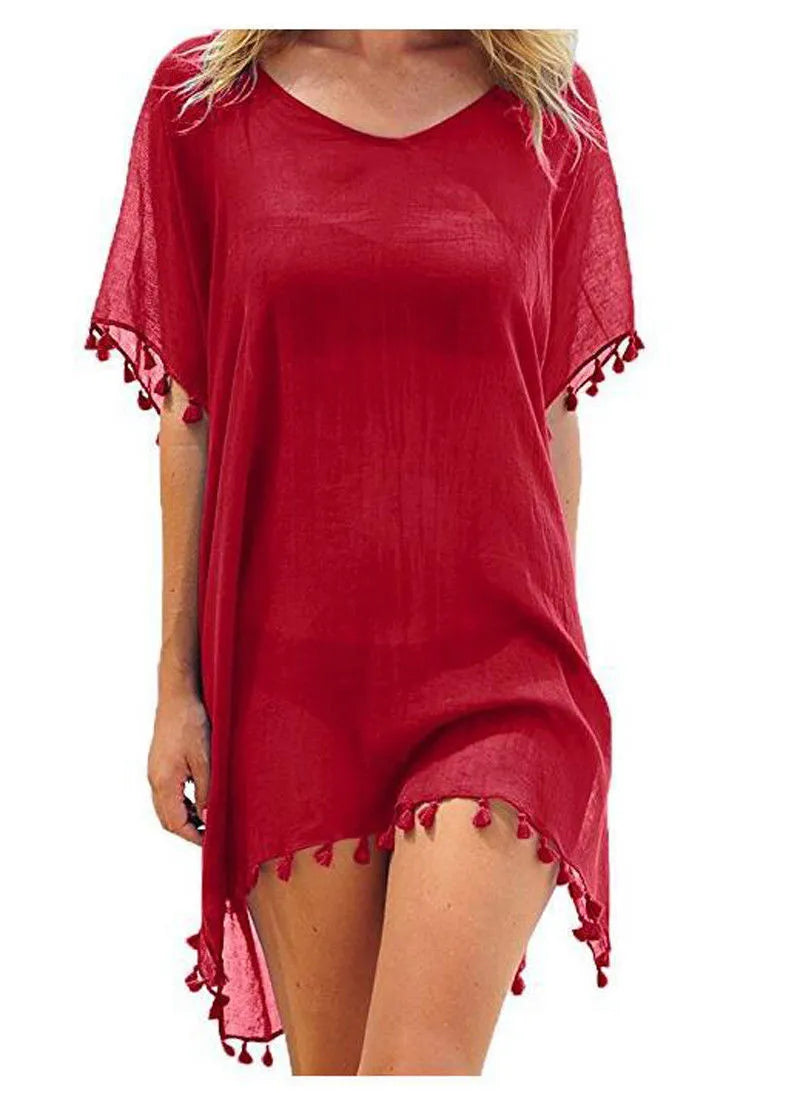 Summer Beach Cover Up For Women Lace Hollow Crochet Swimsuit Beach Dress
