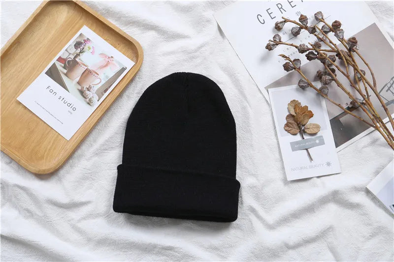Hot Unisex Hat Beanie Autumn Winter Wool Blends Soft Warm Knitted Cap Men Women Solid Skull Cap Hats Ski Caps 23 Colors Beanies