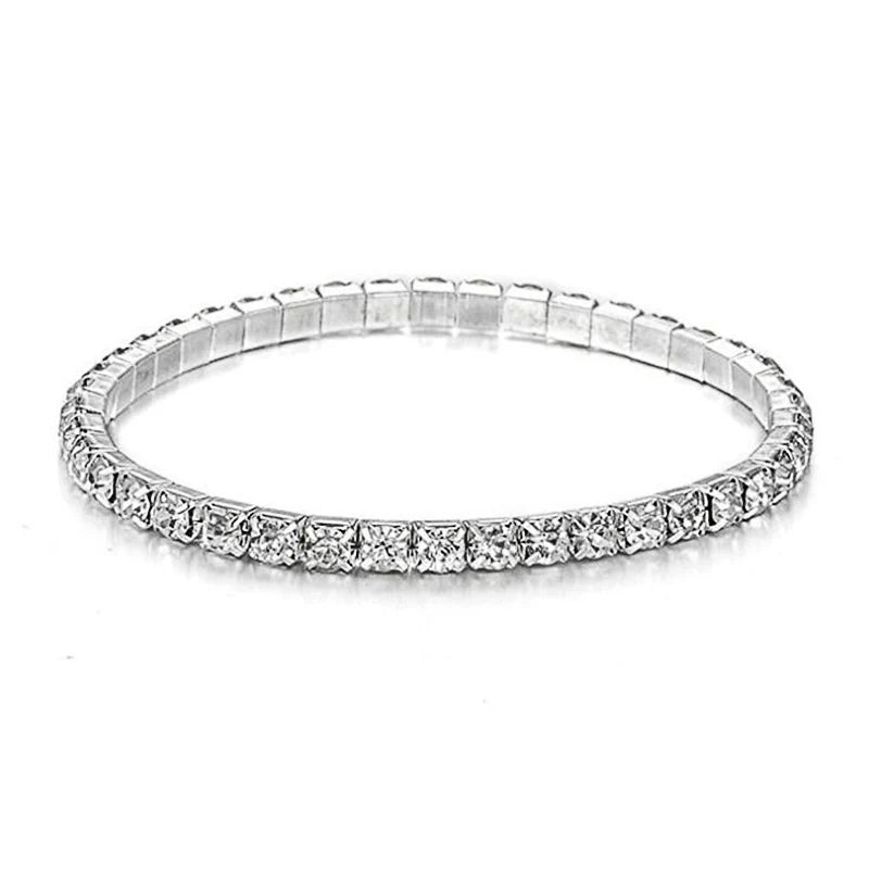New Fashion Crystal Women's Bracelet Bangle Chains Crystal Gold Color Elastic Bracelets Hand Jewelry Wedding Accessories