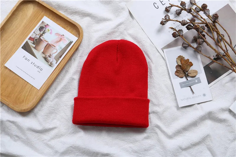 Hot Unisex Hat Beanie Autumn Winter Wool Blends Soft Warm Knitted Cap Men Women Solid Skull Cap Hats Ski Caps 23 Colors Beanies