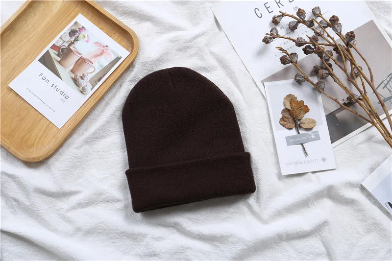 Hot Unisex Hat Beanie Autumn Winter Wool Blends Soft Warm Knitted Cap Men Women Solid Skull Cap Hats Ski Caps 23 Colors Beanies
