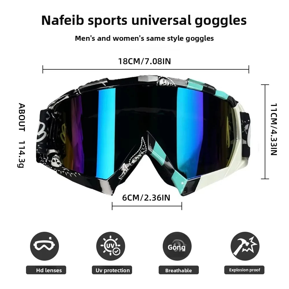 Full Frame PC Rimless Cycling Goggles for Motorcycle & Ski Use Windproof Breathable UV Protection CE Certified Day/Night Use