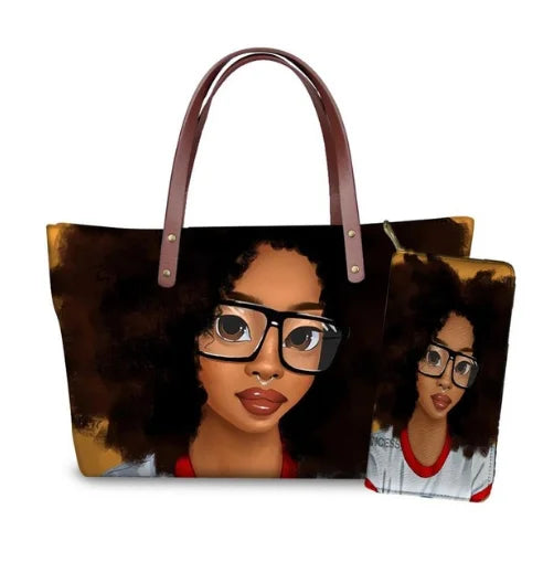 Top Seller Cheap Price Customize Design 2 Pcs Set African Print Women Shoulder Bag Handbag Fancy Beach Handbags for Women Luxury