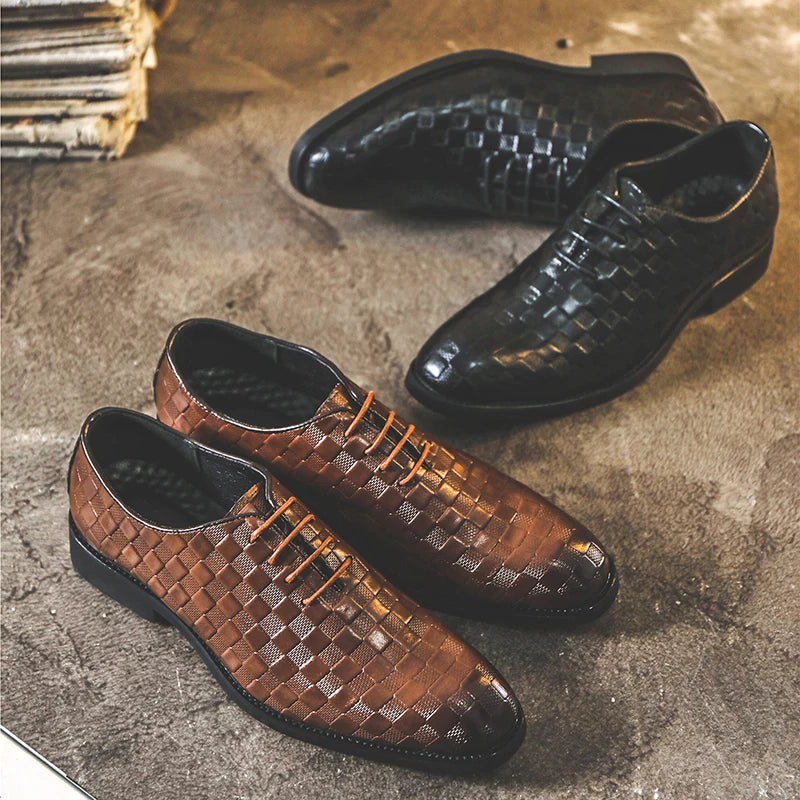 Chaussures En Cuir Oxford Shoes Men 2026 Genuine Leather Wedding Men's Formal Dress Shoe Male Brogue Handmade Zapato Hombre