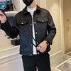 2025 Autumn Winter Suede Plaid Jacket for Men Lapel Slim Fit Casual Business Bomber Jacket Social Streetwear Windbreaker Coat