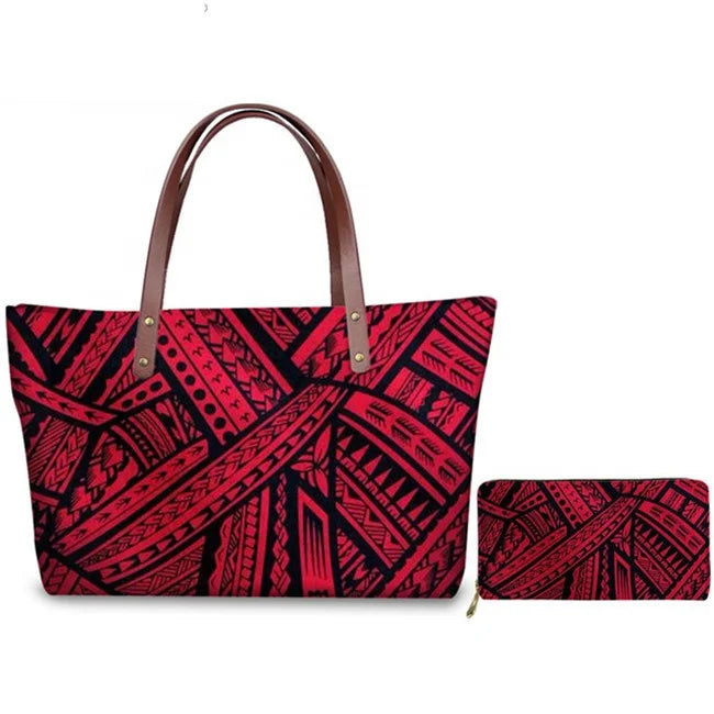 Custom Printed Women Bag Handbags African Girls Printing Purse and Handbags 2pcs Set Shoulder Tote Bag Females Summer Beach Bags