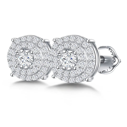 Hip Hop Fine Jewelry Earrings Rhodium Plated 925 Sterling Silver VVS Moissanite Stud Earring for Women Men