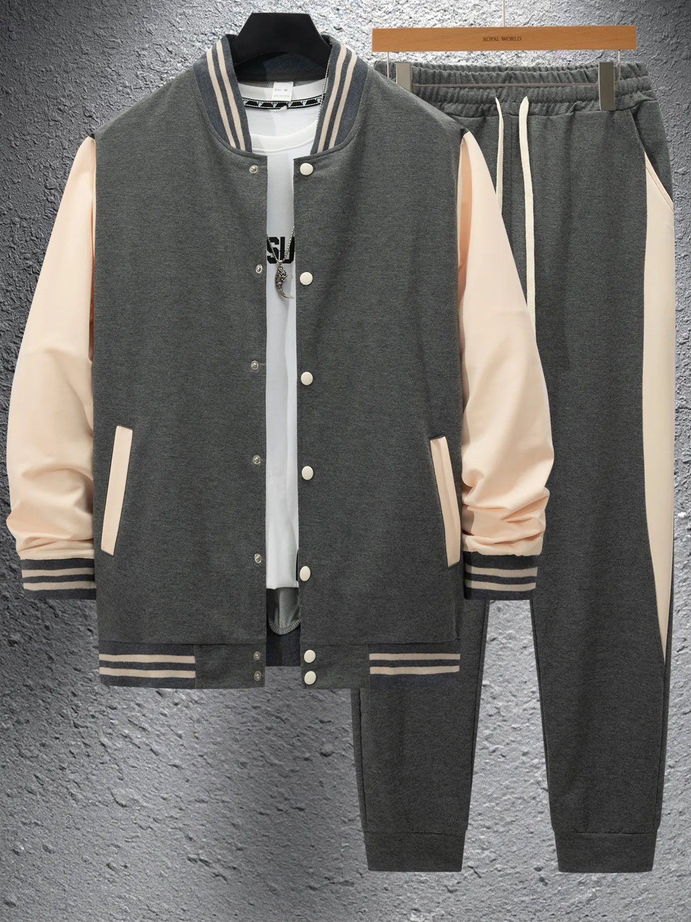 Ohsisa 2025 Men Spring Autumn Sports Set Baseball Jacket Coat Long Sleeve Button Cardigan Two Piece Set Long Pants Suits