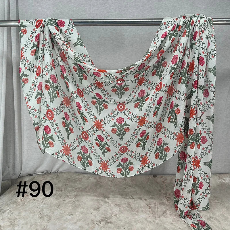 Soft Breathable Modal Hijab for Muslim Women New Digital Printed Woven Scarf Cotton Modal for Autumn