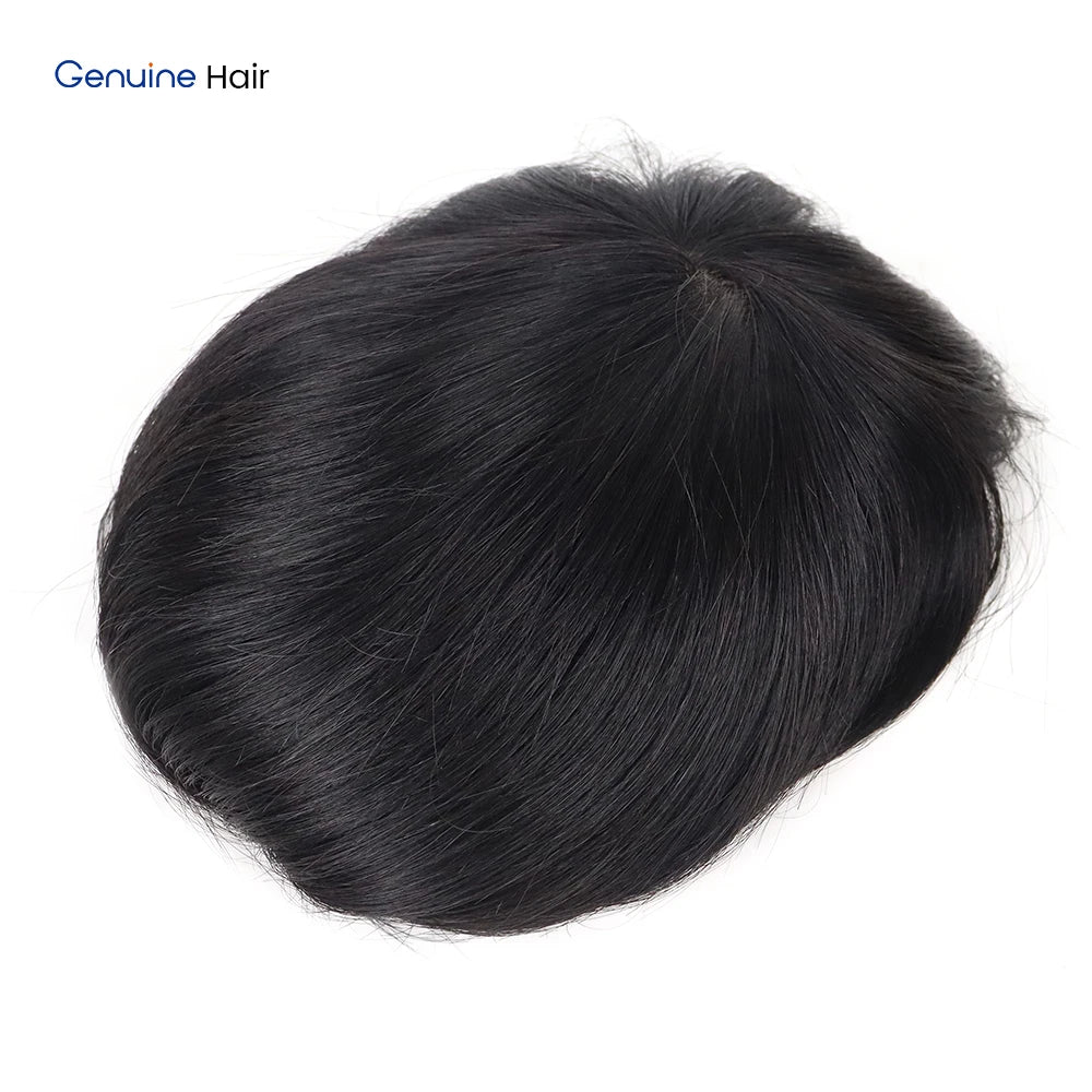 Unnoticeable Silk Base Men's Toupee 100% Remy Human Hair Prosthesis Natural Hairline Thin Skin Durable Wig for Asian Men