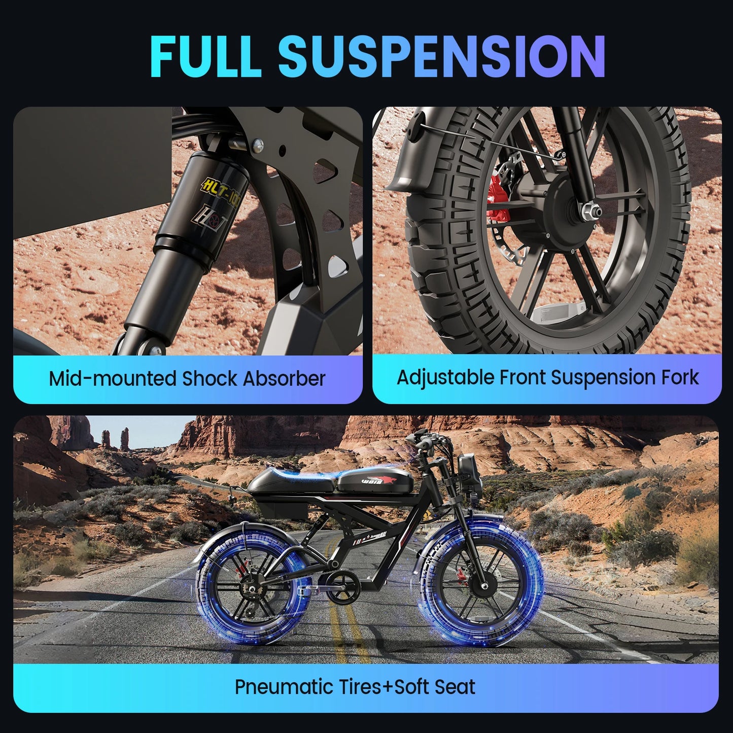 USA  Warehouse 20 Inch Enduro Ebike 2000W Dual Motor Fast Electric Dirt E Pit Bike Fat Tire Bicycle for Adult