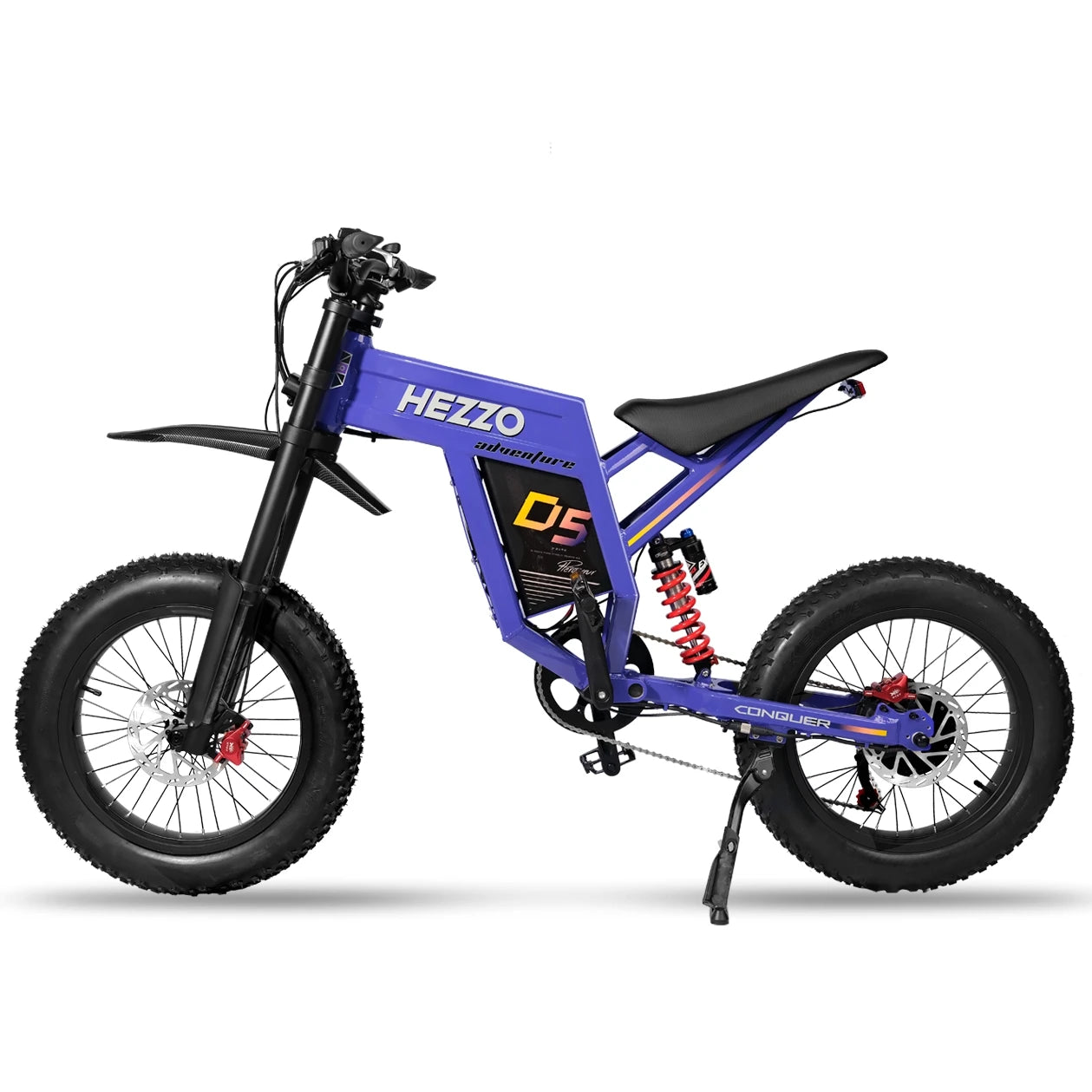 US EU Stock HEZZO D5 60V 3000W Electric Bike Off-road 43Mph 20Inch Fat Tire Ebike 30Ah Removable 150Km Cross Electric Dirt Bike